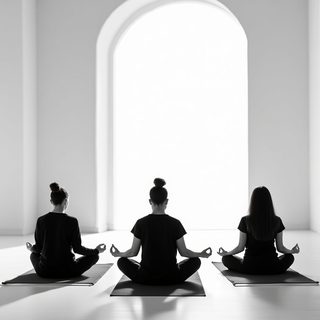 Gruppenmeditation im lichtdurchfluteten Raum